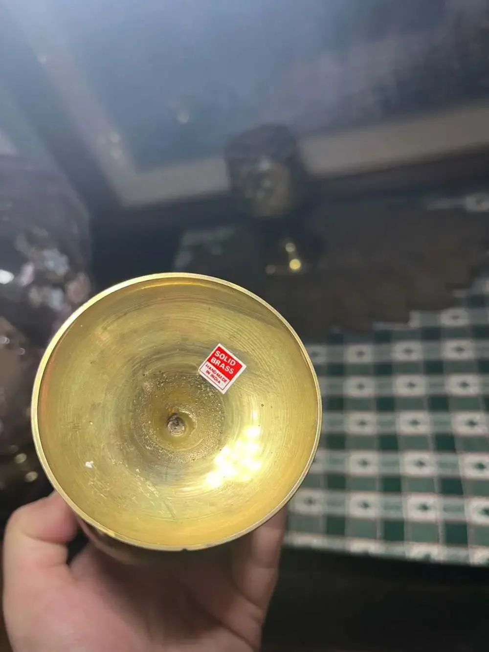 Vintage Hosley Brass Heart Cutout Goblet Votive Candle Holders, Set of 2